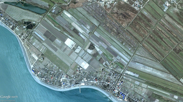 Aerial photograph of Sochi before the Olympic games. The region is primarily agricultural with very minimal build up areas.